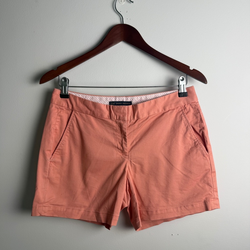 BROOKS BROTHERS 346 Chino Shorts Women Coral Pink Stretch Cotton 4